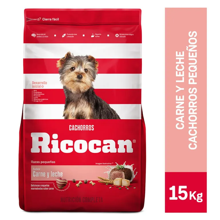 Cachorros Raza Pequeña Alimento para Perros 15 kg Sabor Carne/Leche